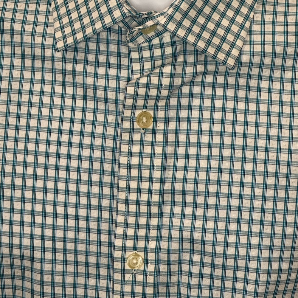 Banana Republic Non-Iron Slim Green Checkered Shirt - Picture 3 of 7